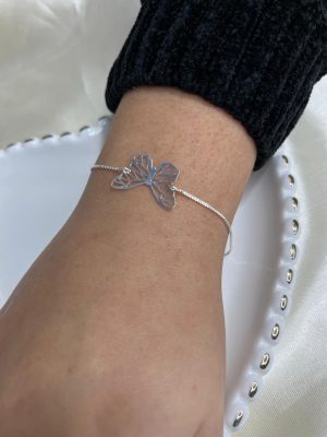 pulseira borboleta origami banhada a prata