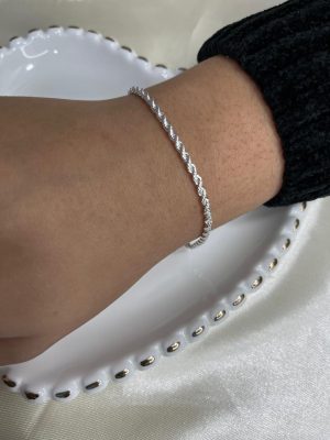 pulseira  feminina corrente baiano banhada a prata