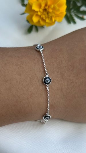 Pulseira feminina olho grego preto