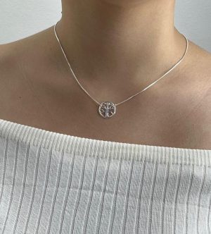 colar chocker com pingente arvore da vida